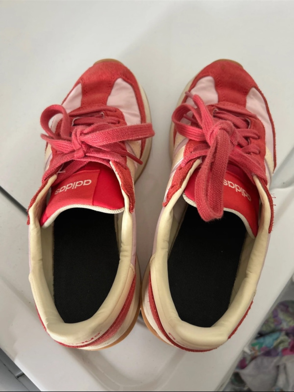 adidas Pink and Red Women's Retro Runner Sneakers
